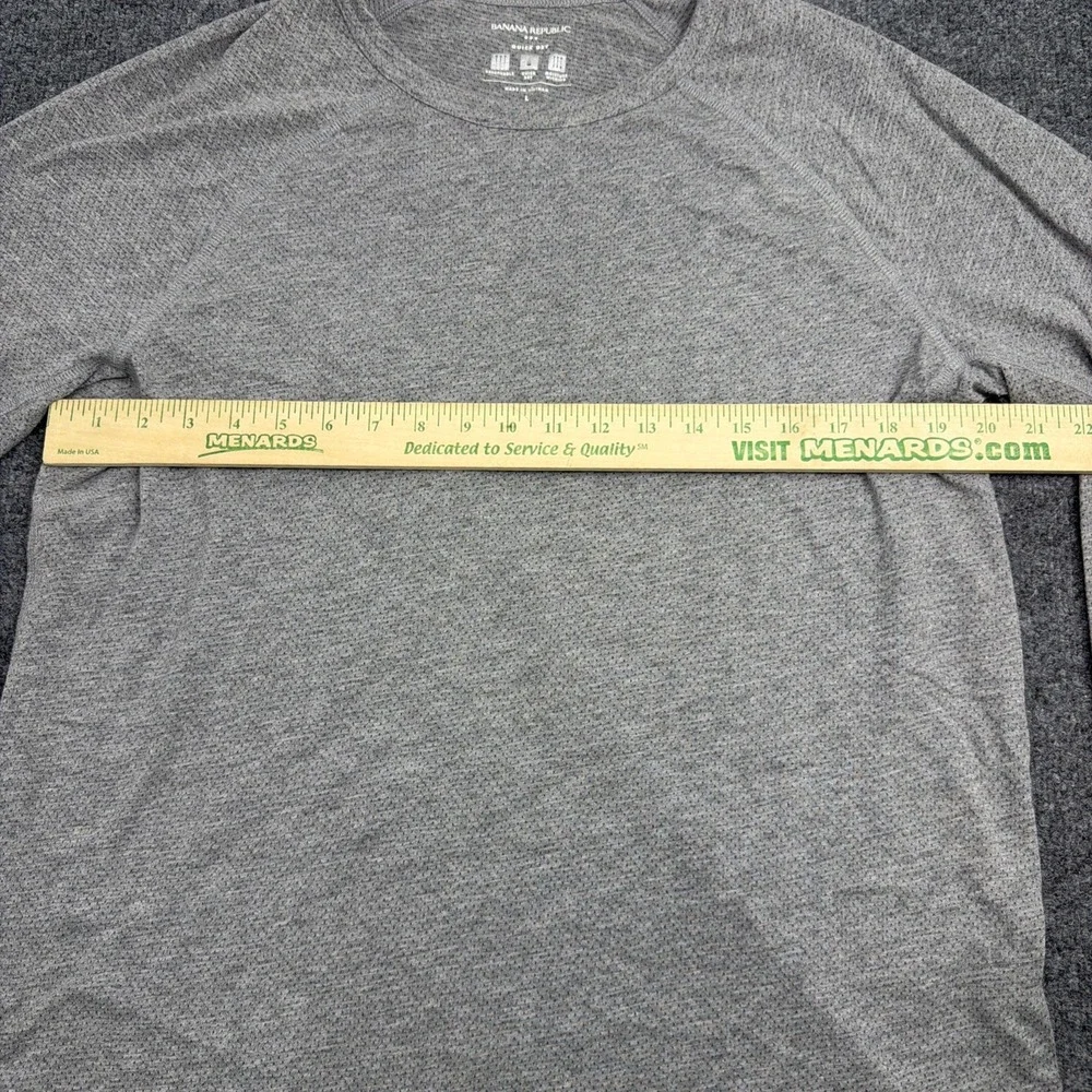 Banana Republic Shirt Mens Large Gray Heather Long Sleeve Crewneck Quick Dry L